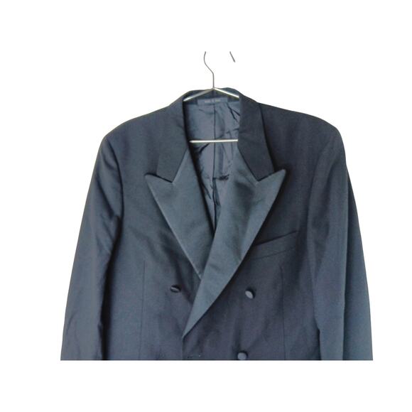 Emporio Armani Made in Italy Black Wool Blazer Jacket 14 (IT 48) Shoulder Pads - Picture 5 of 11